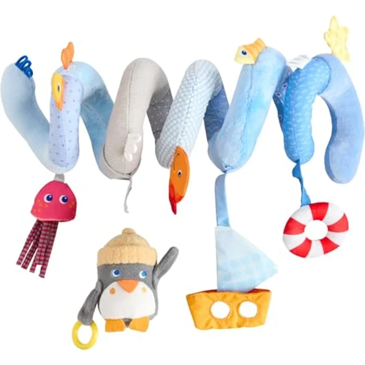 Haba Mobile Spirale Pinguin, Baby-Mobile mit Glöckchen, knisternden Stoffen und Spiegelfolie – Bild 1