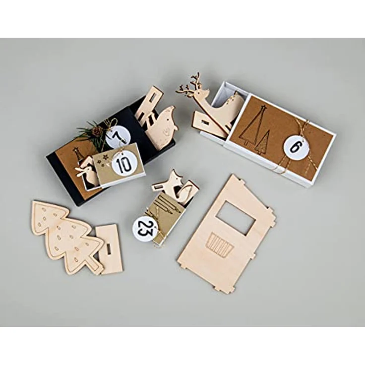 Rayher Holz Steckteil Waldtiere, Holz-Bausatz, FSC Mic Credit, natur, 45-teilig, als Adventskalender der besonderen Art zu verwenden, 46604505 – Bild 5