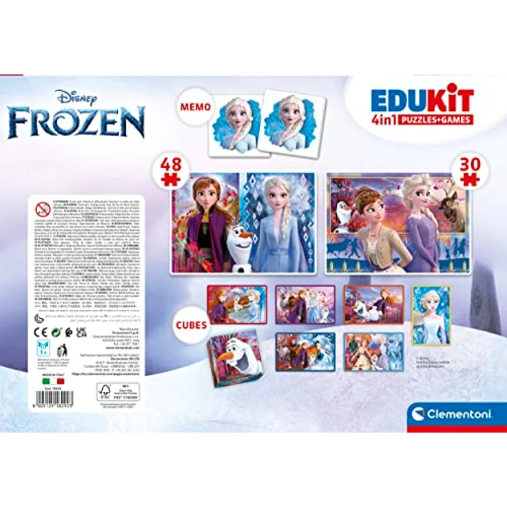 Clementoni Disney Frozen 2-4in1 Set, pädagogisches Spieleset mit 30 und 48-teiligem Puzzle, Memo und 6 Würfeln, für Kinder ab 3 Jahren – Bild 3