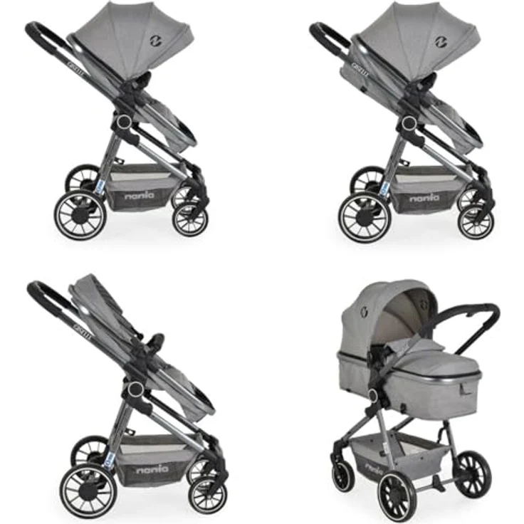 Moni Kombikinderwagen 2 in 1 Giselle klappbar 5-Punkt-Gurt 22 kg, grau – Bild 4