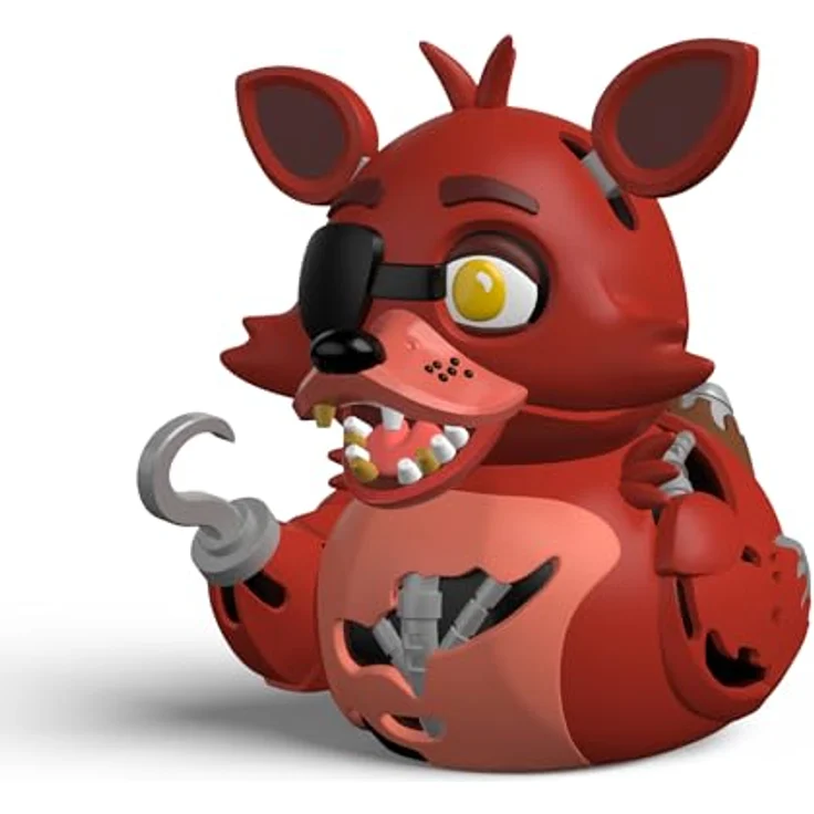 TUBBZ Erstausgabe: Five Nights at Freddy's- Foxy als Cosplaying-Gummiente Vinylfigur, 9 cm groß, inkl. stapelbarer Badewannen-Vitrine, FNAF-Logo – Bild 1