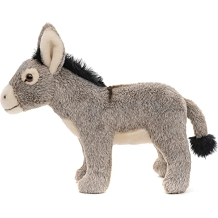 Uni-Toys - Plüsch-Esel grau, stehend - 20 cm (Höhe) - Kuscheltier mit naturgetreuem Design und recyceltem Füllmaterial – Bild 4