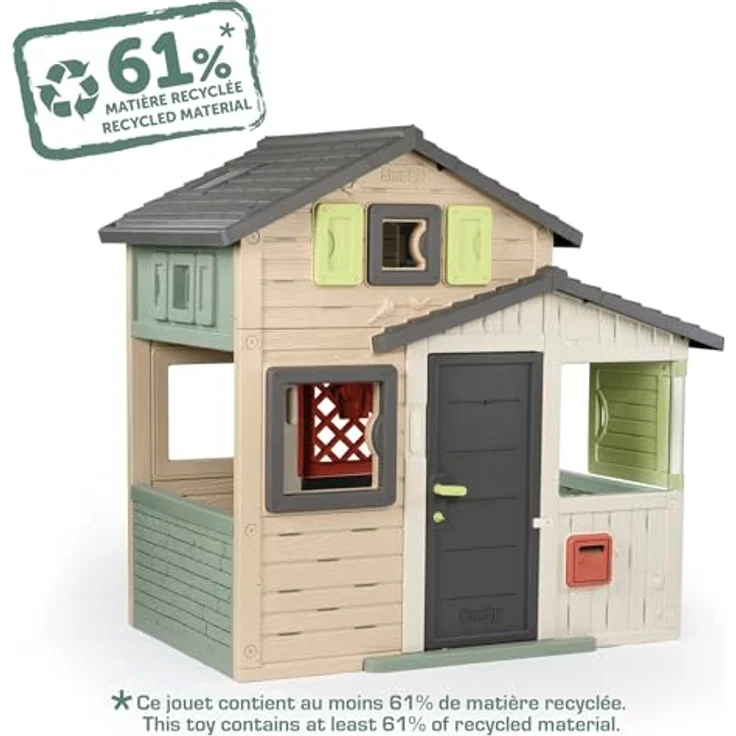 Smoby Life - Evo Friends Spielhaus, wetterfestes Outdoor-Kinderhaus mit 60% Recycling-Anteil, 114x162x175 cm, geeignet ab 3 Jahren – Bild 3