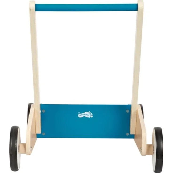 Small Foot Lauflernwagen Petrolblau, robuster Schiebewagen aus Holz mit großer Ladefläche ab 12 Monaten – Bild 4
