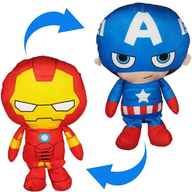 MARVEL Kuscheltier Reversible 30 cm Kuscheltier Wende Plüschtier (1-St), Marvel Wende Kuscheltier 30 cm Captain America Ironman