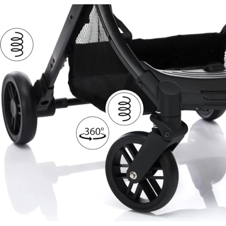 Fillikid Kinder-Buggy Styler Elite, oliv melange - Kompakter Sportwagen mit ausziehbarem Trolleygriff und großem Korb – Bild 6
