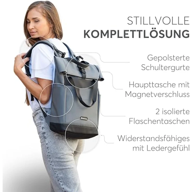 Kikkaboo Cerise Wickeltasche, Rucksack mit großem Innenfach, gepolstertem Rücken und Wickelunterlage, rosa – Bild 5