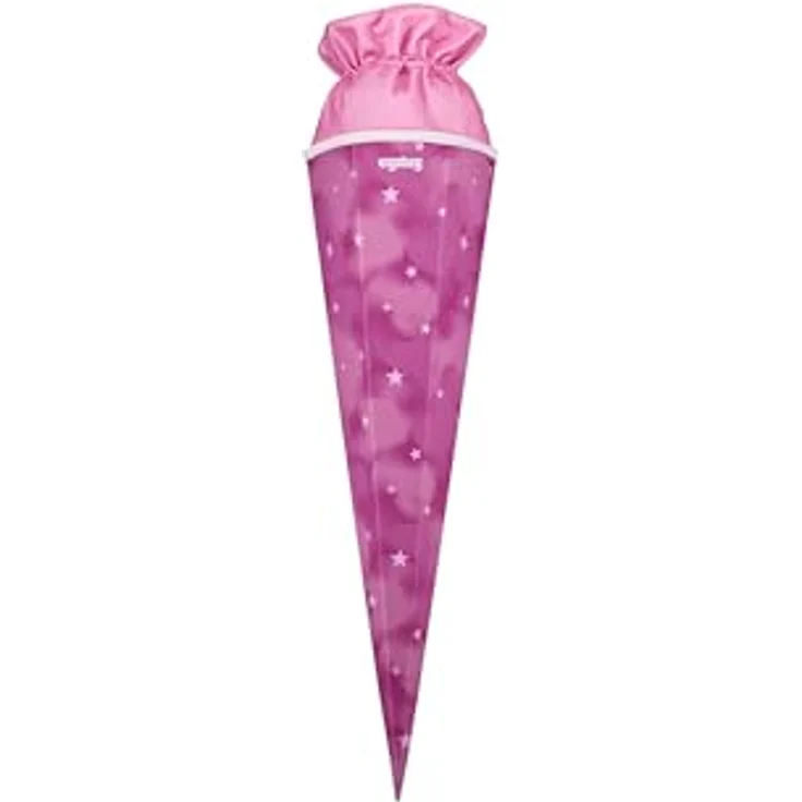 ergobag Schultüte mit Kordelzug für Jungen und Mädchen zur Einschulung WolkenzauBär - Pink, aus recycelten PET-Flaschen, 2-in-1-Funktionalität – Bild 1