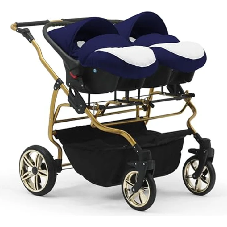 Elcar Zwillingskinderwagen 5 in 1 Duet Lux Goldedition inkl. Autositze und Iso Bases - 14 Teile - in 20 Farben – Bild 4