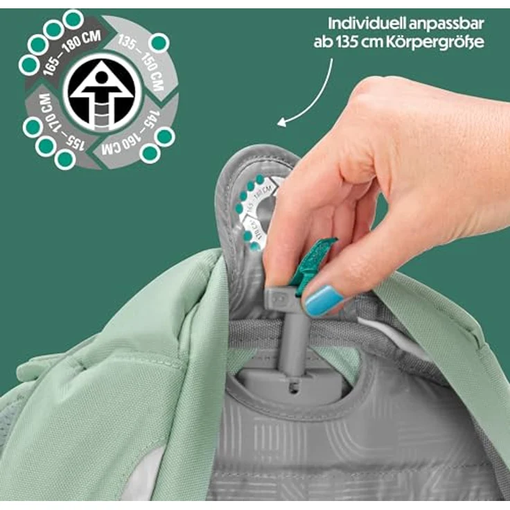 Coocazoo Schulrucksack Porter „Dancing Dots”, Mint, ergonomischer & anpassbarer Tornister, höhen- & größenverstellbar, mit Brustgurt & Hüftgurt, ab der 3. Klasse – Bild 5