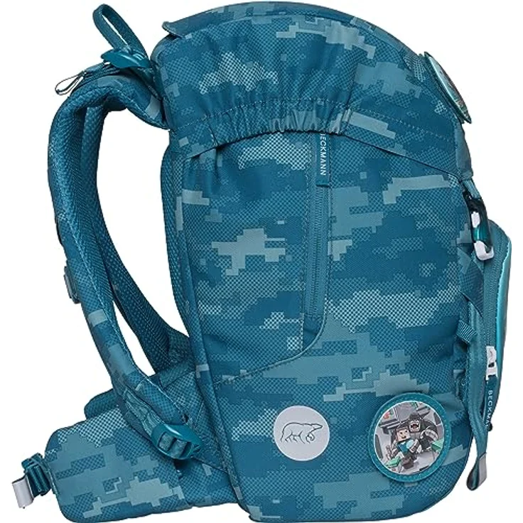 Beckmann Schulranzen Classic (6tlg., blau) mit Sportrucksack, Federmäppchen, Schlamperrolle, inkl. Buttons und wasserdichtem Innenfach – Bild 5