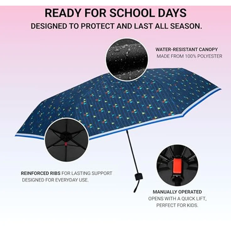 Knirps Rookie Manual Kinder Schultaschenschirm Regenschirm Taschen Kinderschirm Triple Blue – Bild 7