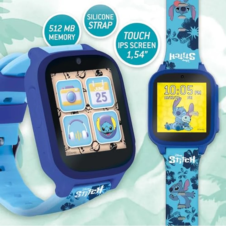 Lisciani - STITCH SMARTWATCH - Connected Watch Für Kinder Ab 7 Jahren - Auswechselbare Stitch-Hintergründe - 5 interaktive Spiele - Touchscreen - Kamera-, Wecker-, Timer- & Lampenfunktionen - Dual-Kamera - 512 MB Speicher - USB Typ C-Kabel – Bild 3