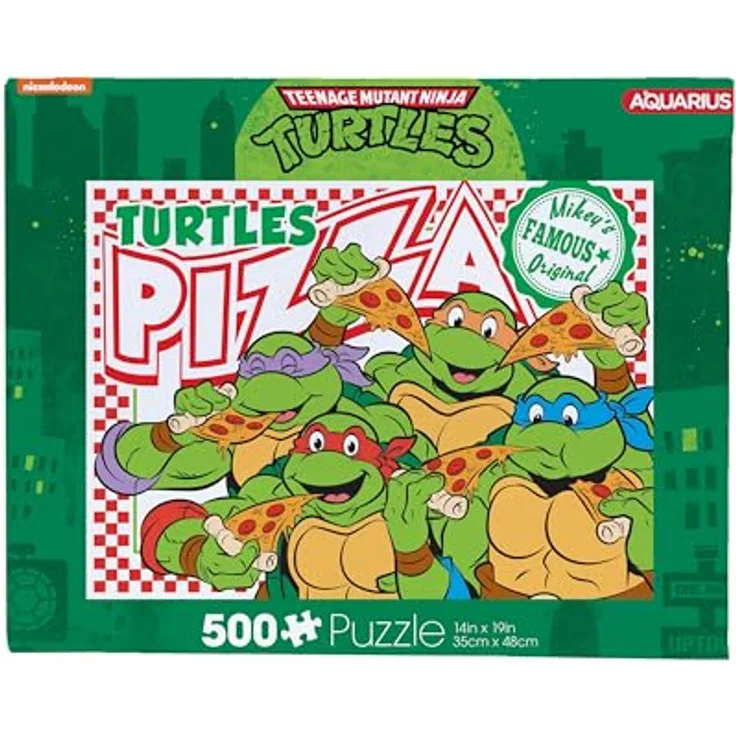 AQUARIUS TMNT Pizza Puzzle, 500 Teile Puzzlespiel mit blendfreier Oberfläche, Präzisionspassform, offiziell lizenziert, 14x19 Zoll