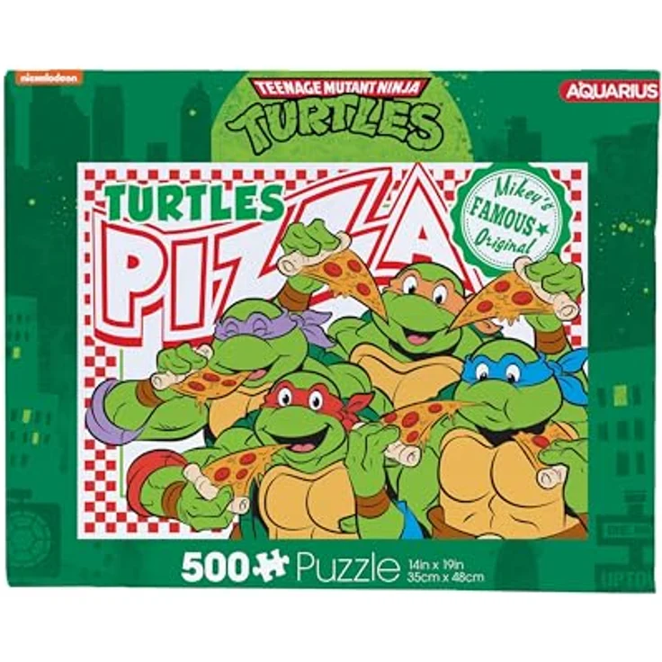 AQUARIUS TMNT Pizza Puzzle, 500 Teile Puzzlespiel mit blendfreier Oberfläche, Präzisionspassform, offiziell lizenziert, 14x19 Zoll – Bild 1