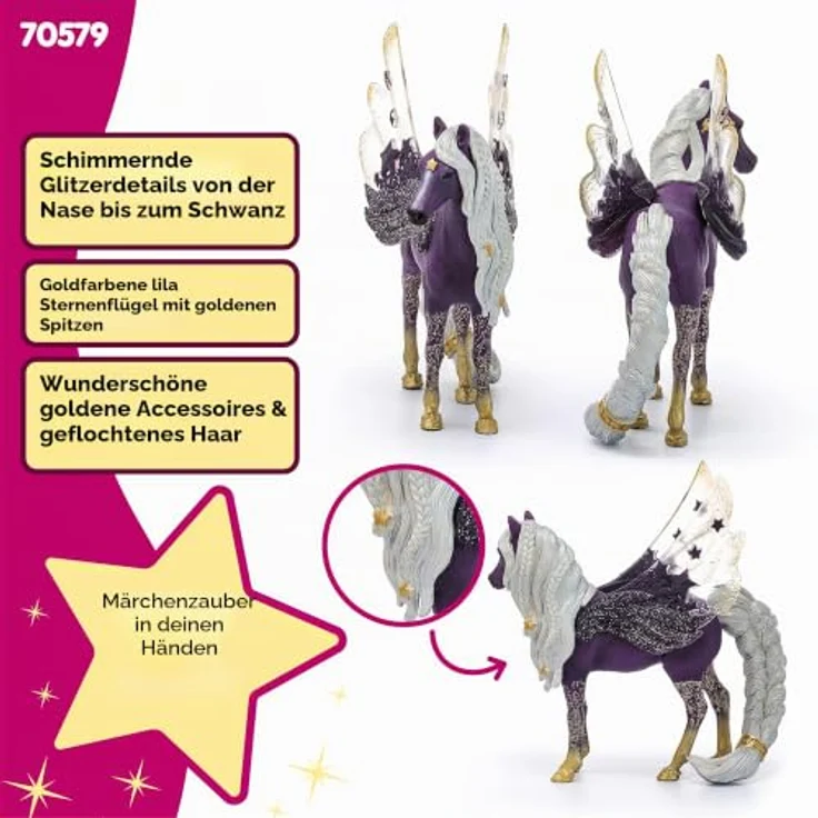 Schleich BAYALA | Sternen-Pegasus, Stute 70579 | Detailreiche Sammelfigur mit strahlenden Farben, 4 x 13 x 13 cm – Bild 4