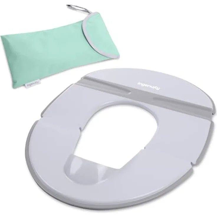 Ingenuity Foldaway Reise Töpfchensitz, Faltbar & Rutschfest mit Spritzschutz, Wasserdichter Tasche, Universelle Passform für Kleinkinder ab 18 Monaten