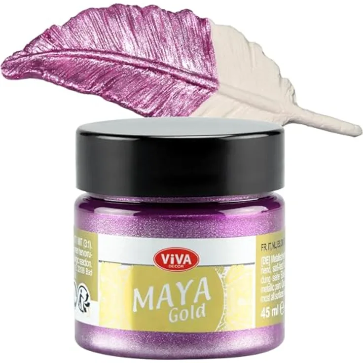 Viva Decor Maya Gold Metallglanzfarbe, 50 ml, Champagner rose, kratzfest und wetterfest für alle Oberflächen