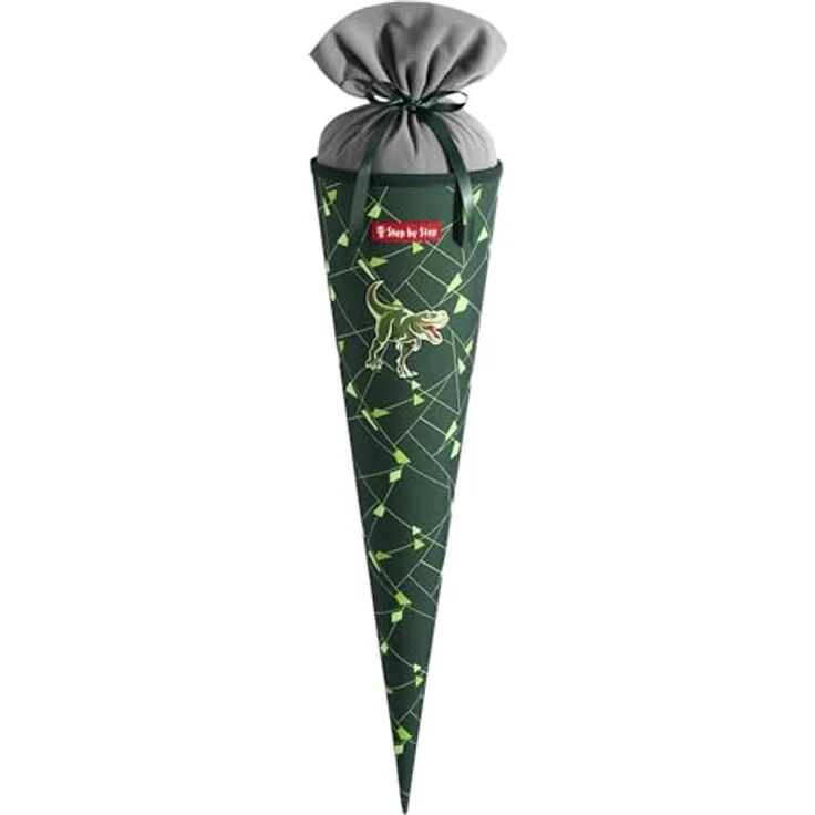 Step by Step Schultüte „Dino Night Tyro“, grün, aus recycelten PET-Flaschen, 5 l Füllvolumen, 70 cm Höhe, mit Stoffverschluss – Bild 1
