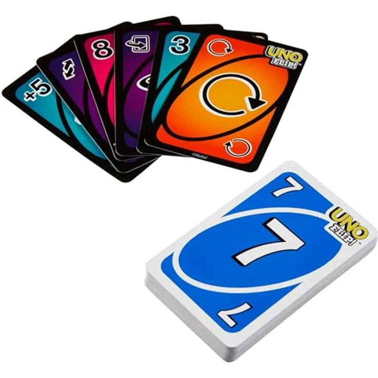 Mattel Games UNO Flip, Klassisches Kartenspiel in robuster Metalldose mit beidseitig bedrucktem Deck und neuen Aktionskarten, für die ganze Familie, GDG37 – Bild 5