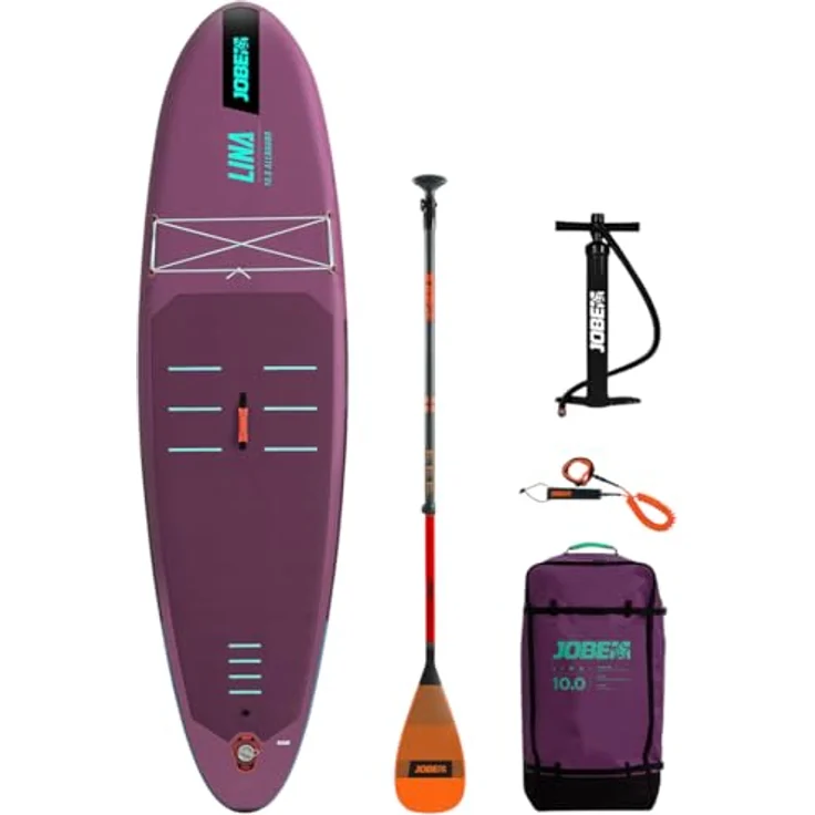 Jobe Aero Lina 10.0, Aufblasbares Paddle-surf-set, rutschfestes EVA-Deck, leicht und stabil, lila, 305 cm – Bild 1