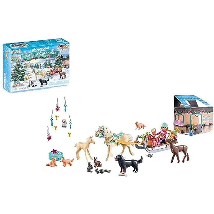 PLAYMOBIL Adventskalender Pferde 71345 Weihnachtliche Schlittenfahrt, Horses of Waterfall Adventskalender, Adventszeit voller Überraschungen, Spielzeug für Kinder ab 4 Jahren – Bild 1