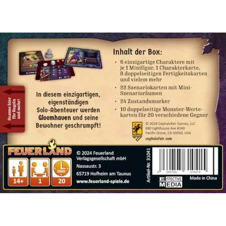 Feuerland Spiele Gloomhaven - Knöpfe & Krabbler, Eigenständiges Solospiel für 1 Person – Bild 3
