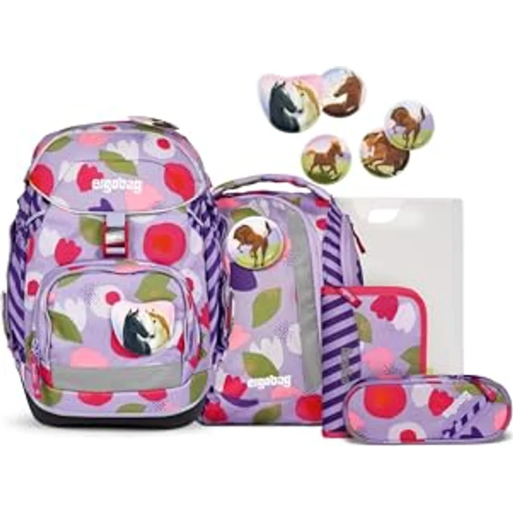 ergobag Schulranzen pack Set (6-tlg., ergonomisch, farbenfrohe Designs, Your-Size-System) – Bild 1