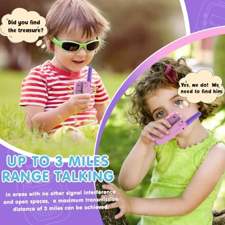 Kearui Walkie Talkie für Kinder 3-12 Jahre, 8 Kanal Funkgerät mit VOX Funktion und LED-Taschenlampe, 3 Meilen Reichweite, Rosa-Violett – Bild 5