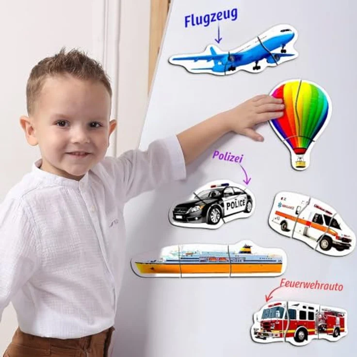 Magdum Magnet Puzzle Fahrzeuge & Transport, 18 Teile – Realistische Auto und LKW Magnete, Montessori Lernspielzeug für Kinder ab 3 Jahren, sicheres Kühlschrankpuzzle – Bild 4