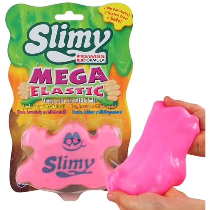 Slimy Mega Elastic 150g, Original Mega Slime Spielmasse in Pink, superdehnbar und dermatologisch getestet, für Kinder ab 3 Jahren