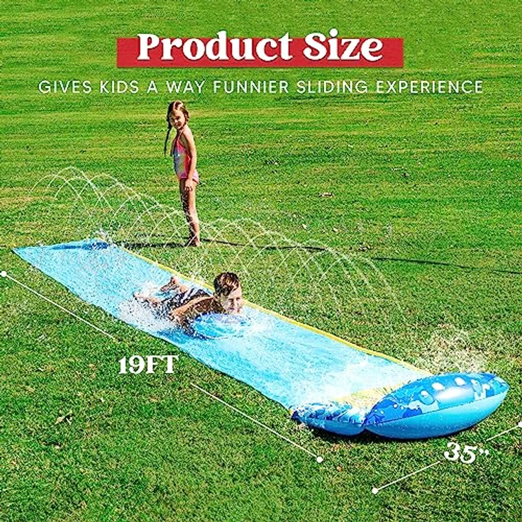 JOYIN Wasserrutsche 230in x 35,5in mit Bodyboard, eingebautem Sprinkler für Garten und Außen-Wasserspaß, hochwertiges Material – Bild 2