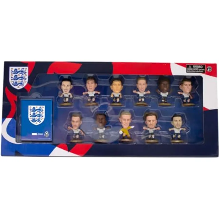 SoccerStarz England Team Pack 11 Figur (Version 2024), Limited Edition Goldbasis, inkl. Jordan Pickford, Harry Kane, etc.