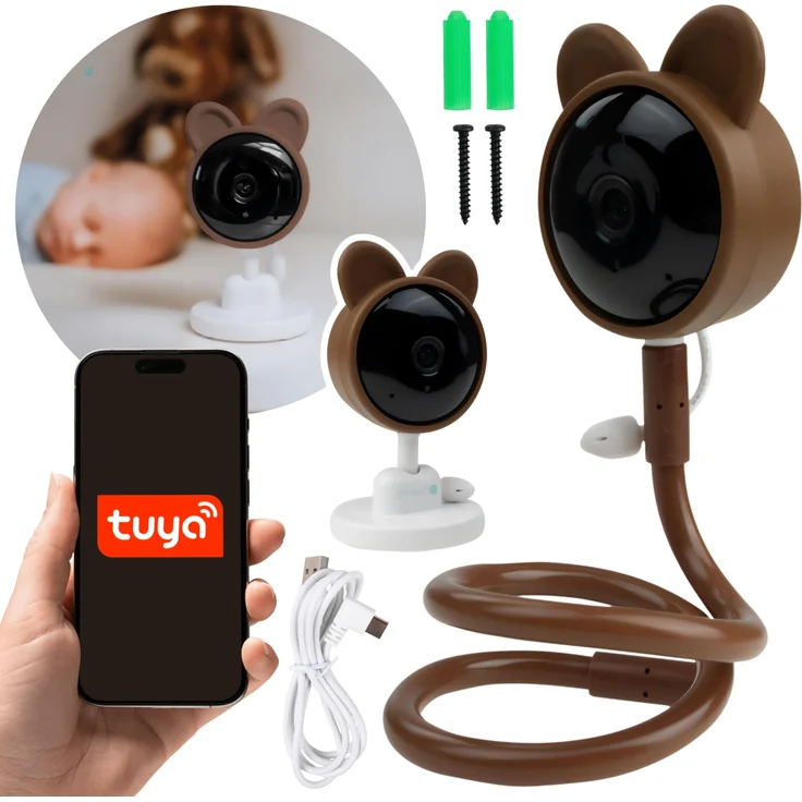 sarcia.eu Mary's Babyphone mit Kamera, Teddybär-Design, WiFi, TUYA-App, Bewegungserkennung, Schlaflieder, Full-HD-1080p