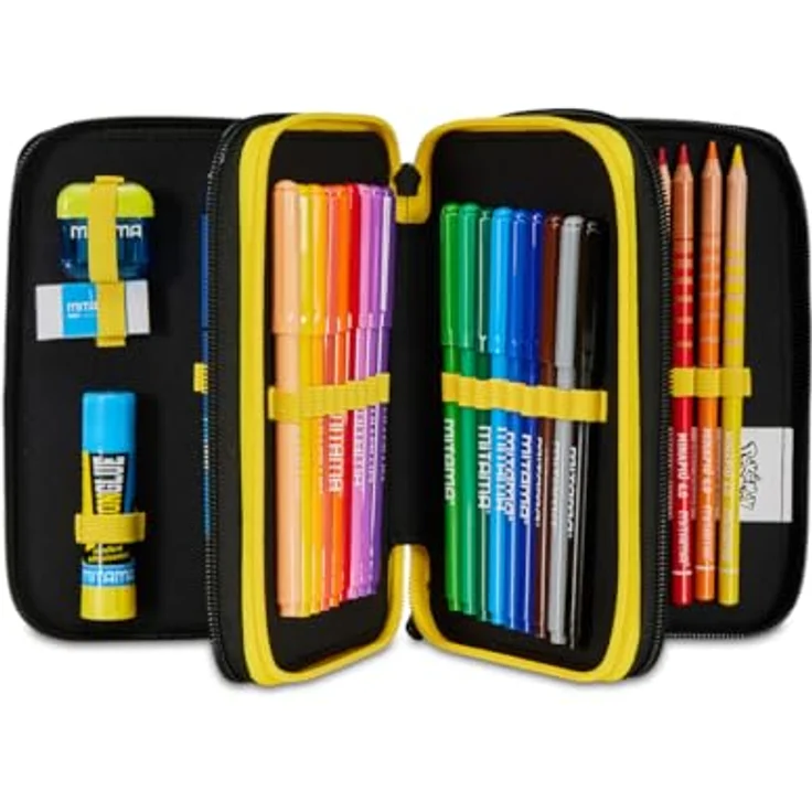 Seven Federmäppchen Pokemon Pikachu, XXL Etui mit 3 Fächern und kompletten Schreibwaren, inkl. Bleistiften und Filzstiften für Mädchen, Grundschule – Bild 2