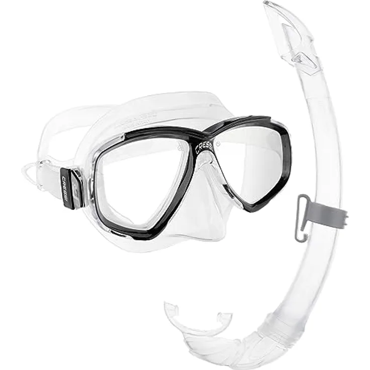 Cressi Perla & Mexico - Combo Set Tauchmaske und Schnorchel, Transparent/Schwarz, Einheitsgröße