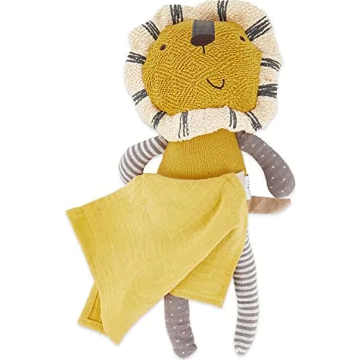 Bieco Kuscheltier Löwe mit Schmusetuch | 30 cm | Löwe Kuscheltier Gehäkelt | Baby Stofftier Löwe zum Kuscheln | Löwen Kuscheltier Baby | Gehäkeltes Kuscheltier für Babys | Baby Kuscheltiere