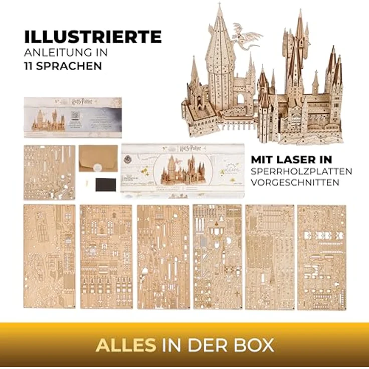 UGears Hogwarts Schloss 3D-Puzzle für Erwachsene, Harry Potter Modell, Holzpuzzle für Teenager, 340 Teile, Kunstqualität – Bild 4