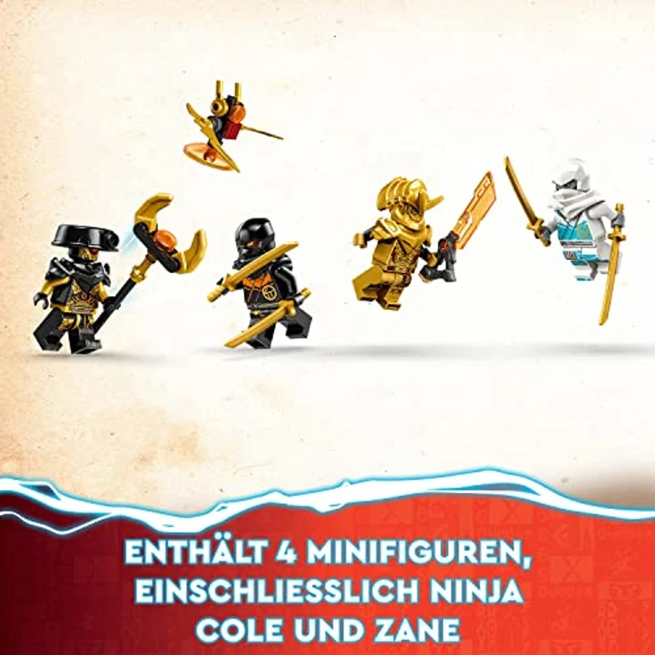 LEGO 71791 NINJAGO Zanes Drachenpower-Spinjitzu-Rennwagen, Spielzeug für Kinder ab 7 Jahren, Jungen & Mädchen, Fahrzeug-Bausatz mit Spinnfunktion und 4 Minifiguren – Bild 4