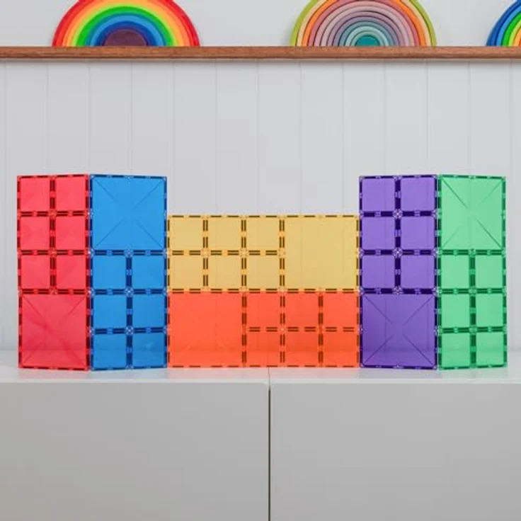 Connetix Rainbow Square Pack Magnetbausteine, (Open Play, 42 Teile), pädagogisches Lernspiel, ab 3 Jahren – Bild 5