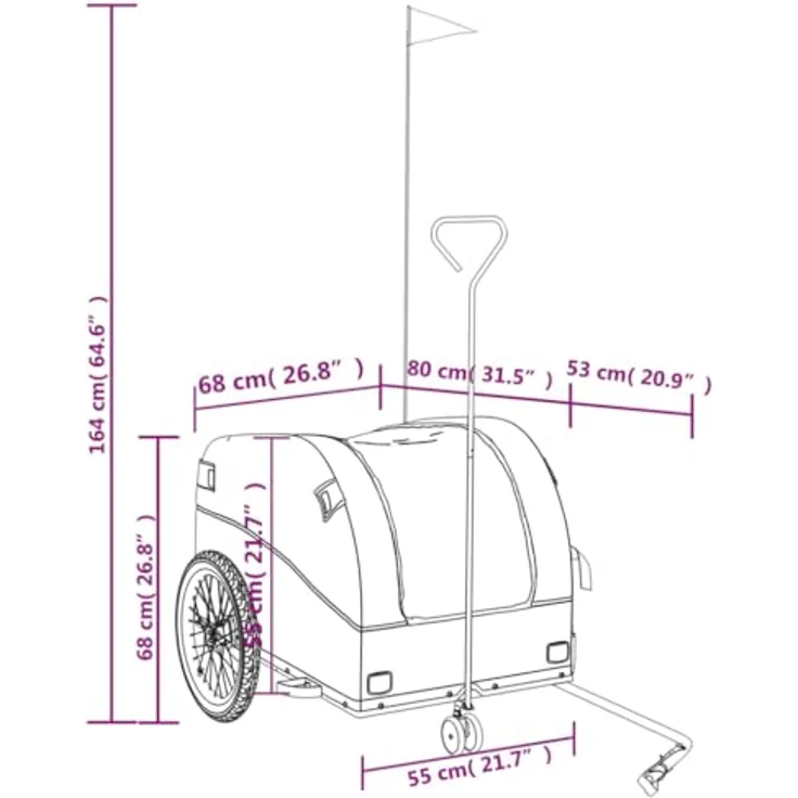 vidaXL Fahrradkinderanhänger Fahrradanhänger Schwarz und Grün 45 kg Eisen, Robustes Material, Praktisches Design, Maximale Tragfähigkeit – Bild 3