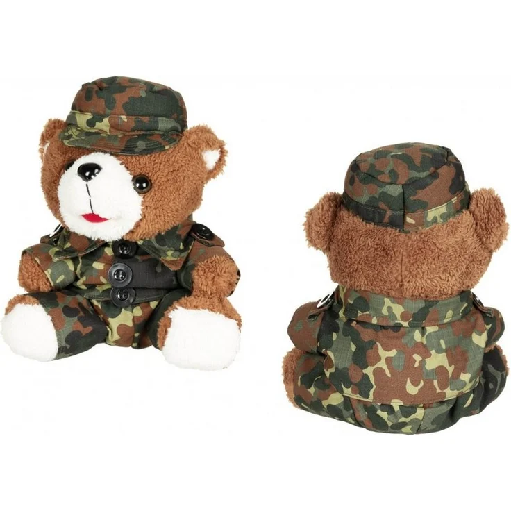 MFH Kuscheltier Teddybär, 28 cm, mit Anzug und Mütze, flecktarn