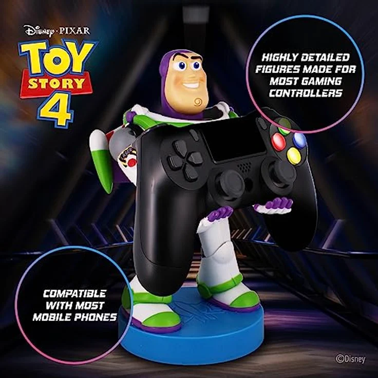 exquisite gaming Disney Toy Story Buzz Lightyear Figur Klemmhalterung Kabelmann 20cm, detailgetreue Sammelfigur für Fernbedienungen und Smartphones – Bild 4