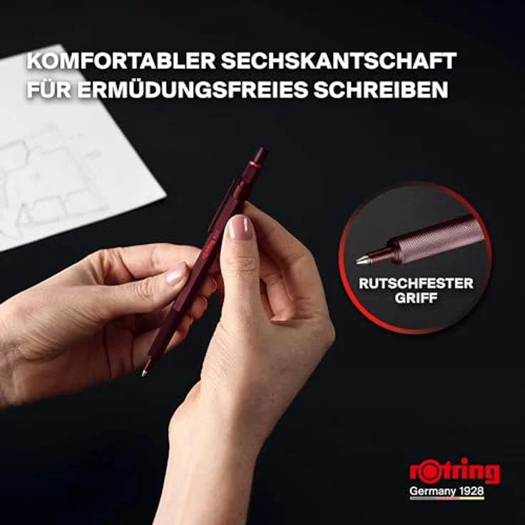 Rotring 600 Kugelschreiber, Metallgehäuse, nachfüllbar, tiefschwarze Tinte, grau – Bild 5