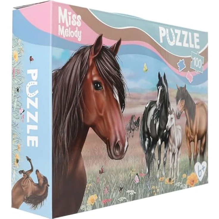 Depesche 13205 Miss Melody - Puzzle 100 Teile, detailreiches Pferde Motiv, ca. 58 x 40 cm, Karton-Koffer mit Tragegriff – Bild 2