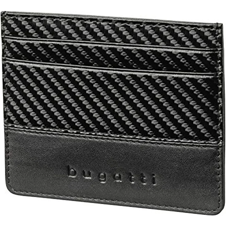 Bugatti Comet Kreditkartenetui Herren Leder – Flaches Portemonnaie für Karten Schwarz – Mini Smart Wallet 5CC RFID – Bild 1