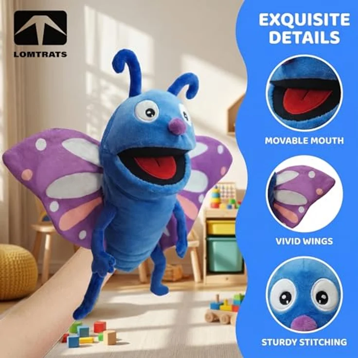 LOMTRATS Insekten-Handpuppen für Kinder, 40 cm groß, bewegliche Münder, ideal zum Geschichtenerzählen, Plüschmaterial – Bild 3