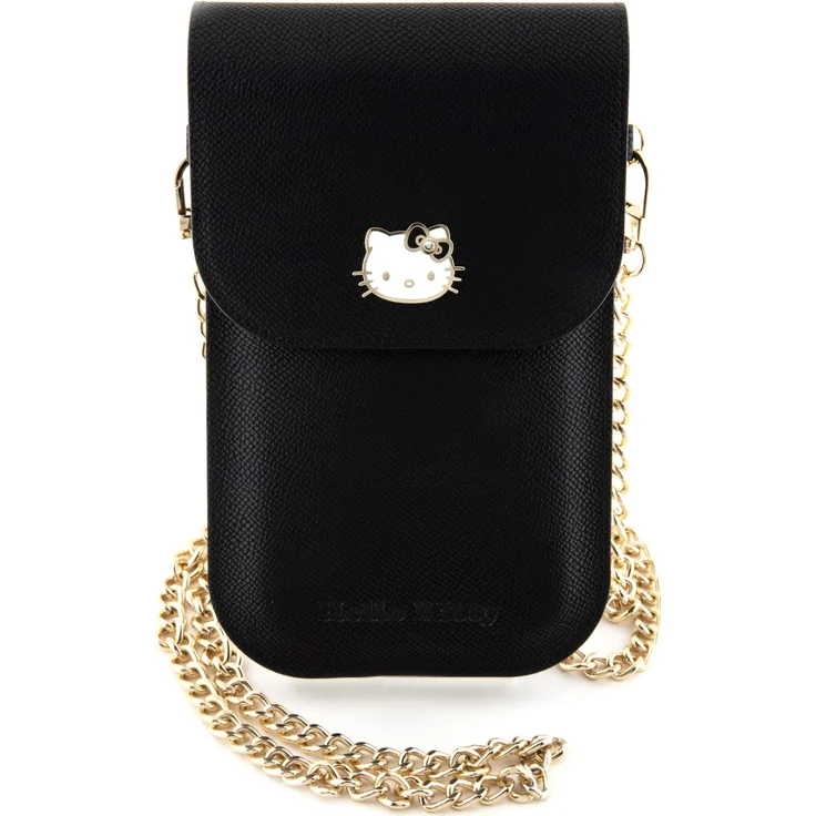 Hello Kitty, Portemonnaie, PU Grained Leather Crossbody Case - black, Schwarz – Bild 1