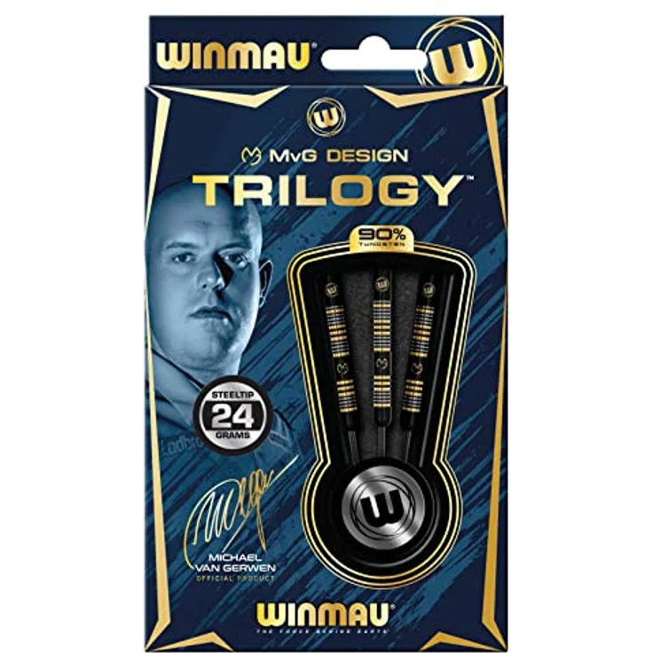 WINMAU Michael Van Gerwen MvG Trilogy 24g Profi Stahlspitze Wolfram Dartpfeile, Prism Delta Flüge, Vecta Stiele, blau – Bild 4