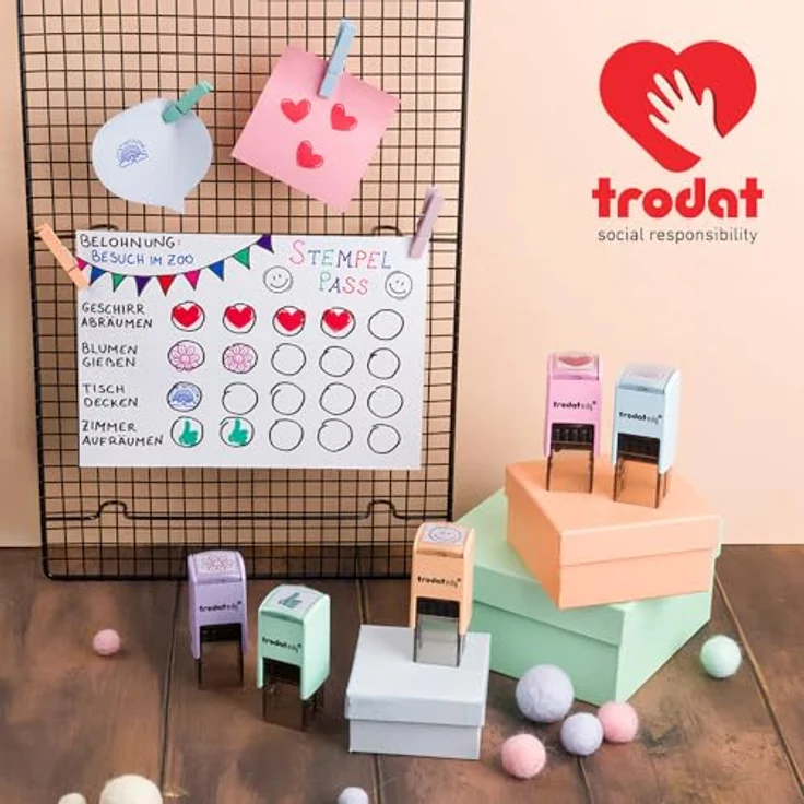 trodat edy®Fix Motivstempel Daumen 2,0 x 2,0 cm, grün, pastell-grünes Gehäuse, 1 St. – Bild 5